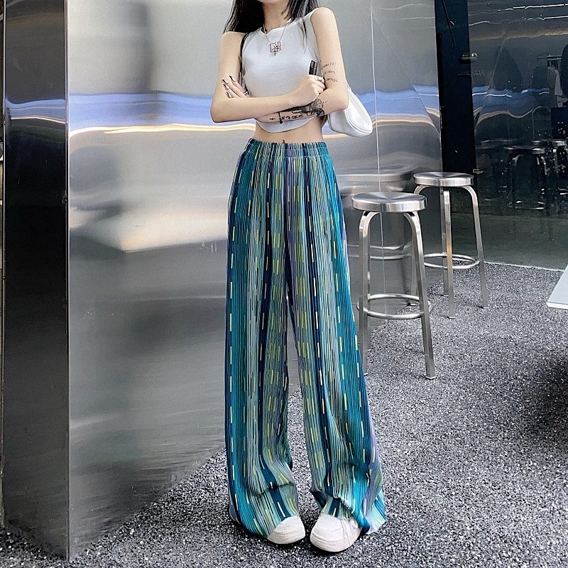 全2色 パンツ ズボン 切り替え バイカラー 配色 体型カバー ウエストゴム 原宿系ファッション 韓国風 ダンス衣装 POP カワ 個性 奇抜 かわいい 青文字系 ボトムス レディース 女全2色 パン