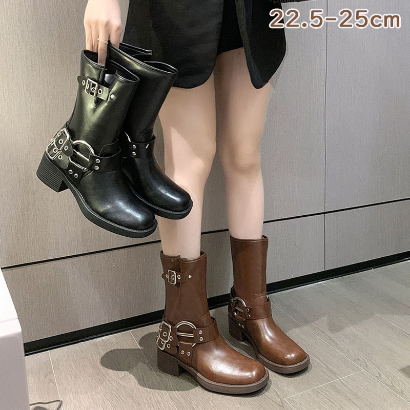 履くほどに馴染むミドル丈エンジニアブーツ ミドル丈で美脚＆細見せ靴 レディース靴 ブーツ エンジニア履くほどに馴染むミドル丈エンジニアブーレディース靴 ブーツ エンジニア お得なセールhorizont